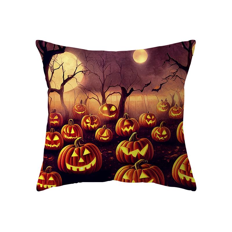 Horror Halloween Theme Pumpkin Print Pattern Cushion Cover Home Living Room Sofa Decoration Square Pillow Pillow Cover