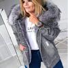 Fashion  Jacket with Hooded Ladies Warm Lamb Fur Collar Slim Short Jean Jacket Women Casual Coat