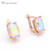 Fashion Rectangle Crystal Drop Earrings For Women Wedding Jewelry Girl Party Rose Gold Color Trendy Eardrop