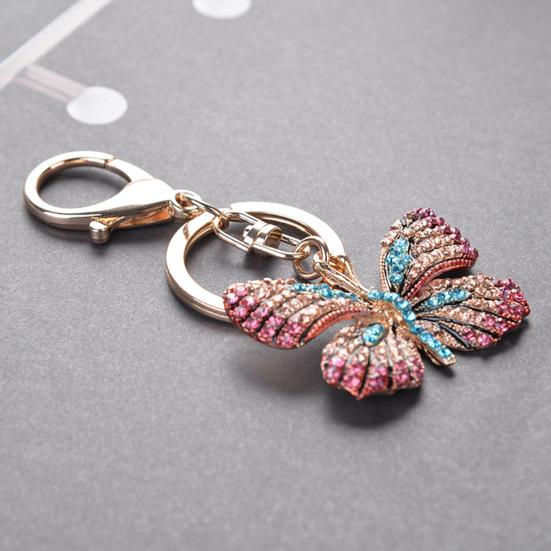 Женский стильный многоцветный брелок со стразами в форме бабочки, брелок для ключей, украшение для сумки