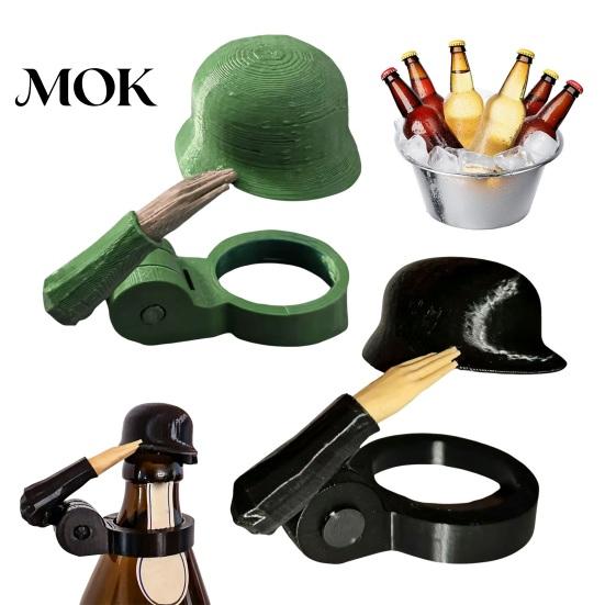 Picnic Drink Accessories 2Pcs Funny Soldier Helmet Bottle Caps, Plastic Beer Toppers for Standard Collectible Caps Bottles, Reusable Salute Cap Party