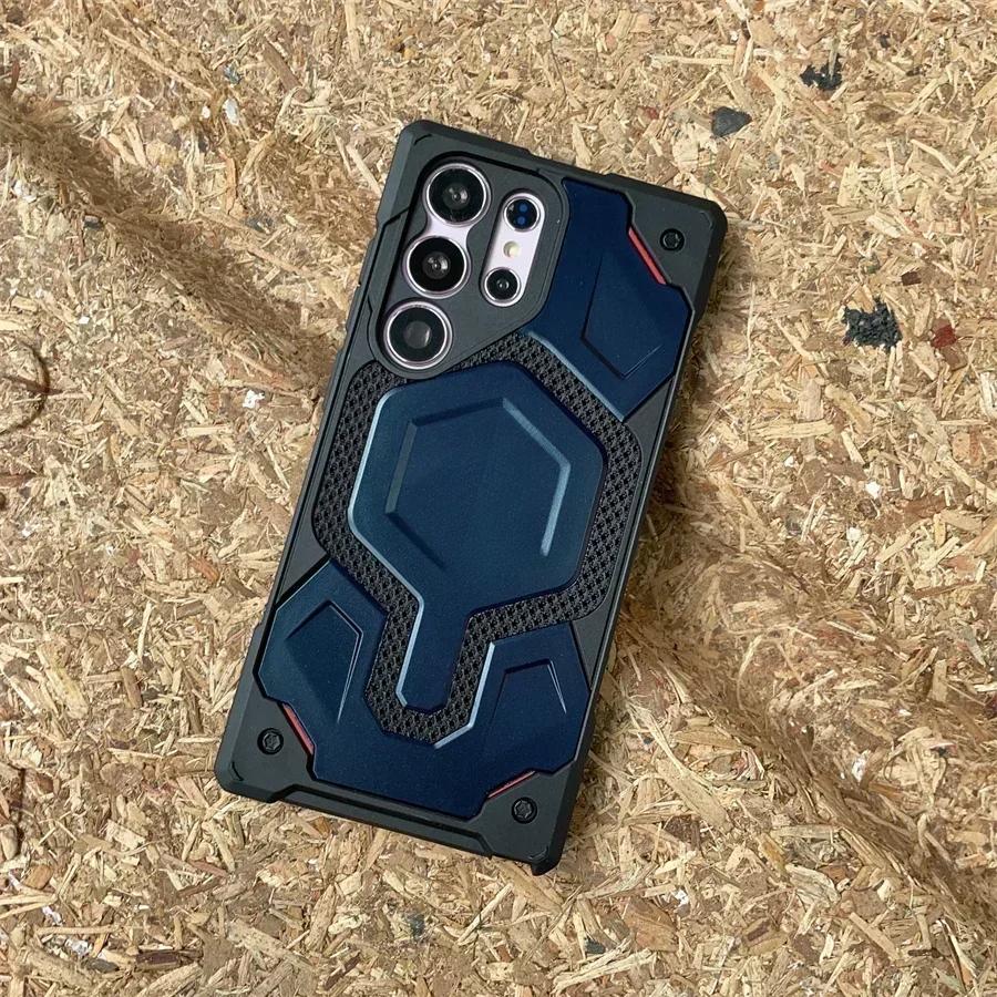 Чехол Monarch Pro Magnetic KEVLAR для SamsungS25 Ultra S23 S24 Plus Magnet Military Rugged Armor Shockproof Magsafe Protect Cover
