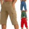 Мужские повседневные шорты-карго, мужские укороченные брюки, шорты ниже колена, свободные спортивные шорты с эластичным поясом