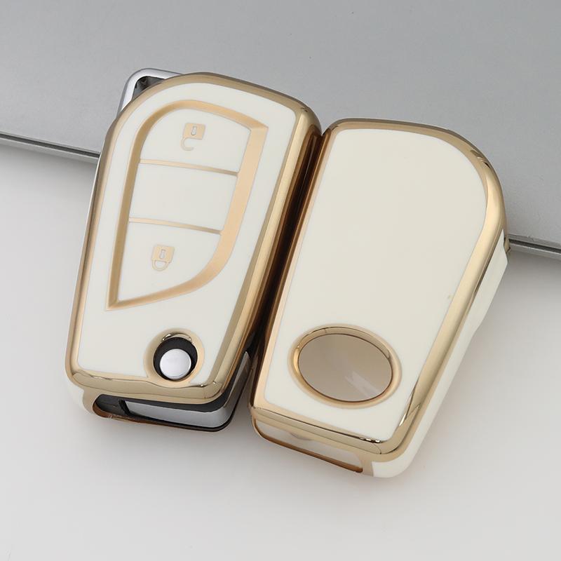 Чехол для автомобильного ключа из ТПУ, защитный чехол для брелока Toyota Aygo Yaris Highlander Camry RAV4, держатель для ключа с 2 кнопками