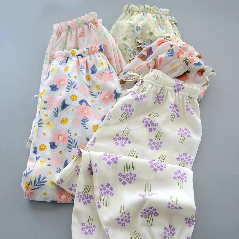 Детские повседневные брюки от комаров, летние тонкие брюки для сна для девочек, свободные внешние брюки-фонарики