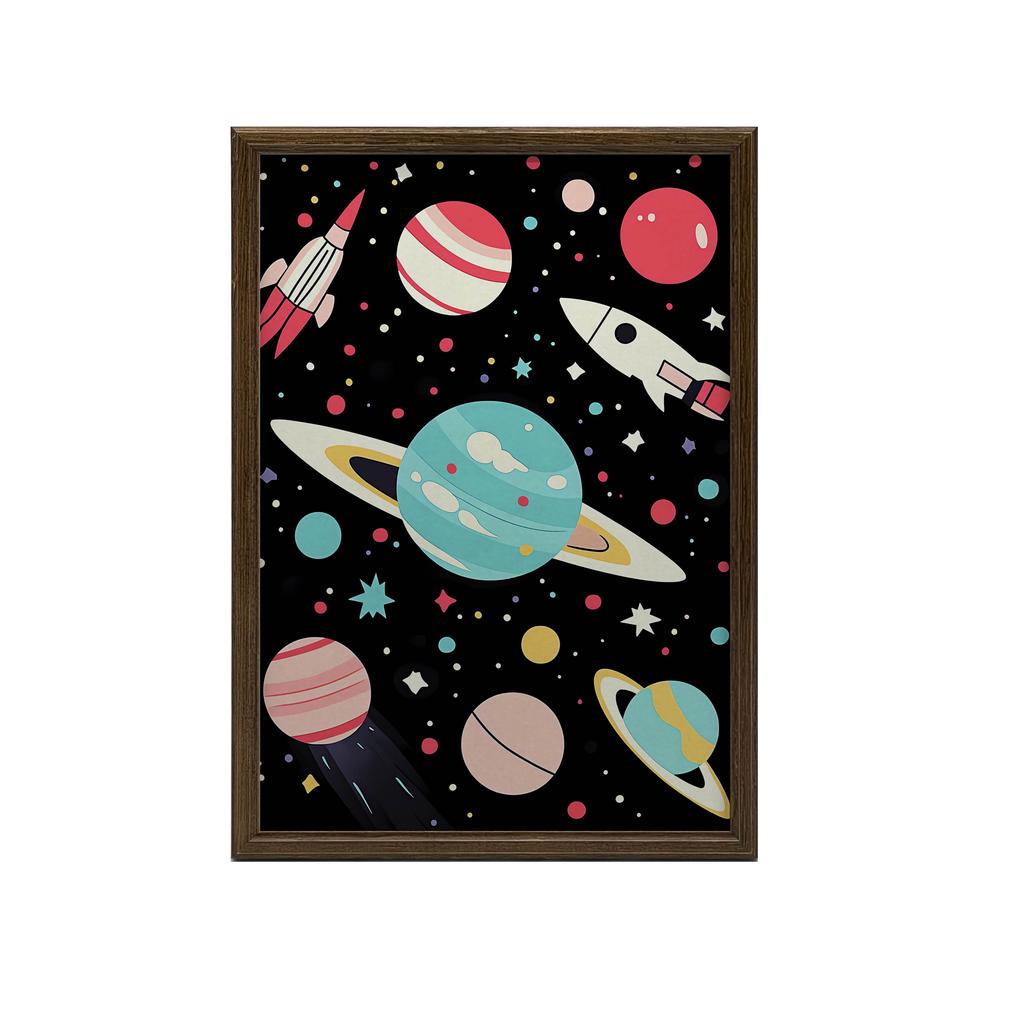 Plakat Kosmiczna Podróż Plakat Kosmiczna Podróż, 70X100 Cm, Rama Aluminiowa Czarna, Papier Matowy 230 Gsm