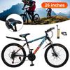 26" Spoke Wheel 24 Speed Mountain Bicycle Adult Bike MTB W/ Fender Blue+Orange