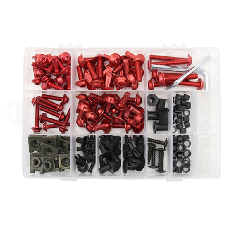 195Pcs Motorcycle Fairing Bolt Kit Aluminum Windscreen Mudguards Screws Fasteners Kit Washers Nut Bolts Screws Clips Assortment