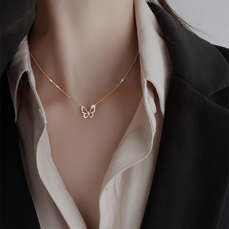 Новая мода кулон-бабочка ожерелье для женщин женские простые темпераментные цепочки на ключицы милые милые корейские аксессуары