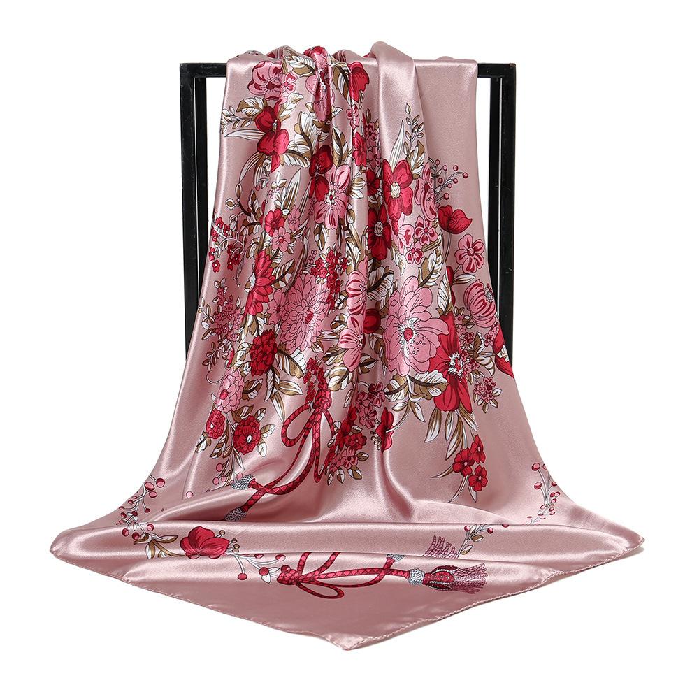 Spring and Autumn Women's Cashew Print Square Scarf Fashion Commuting Versatile Headscarf Stained Rose Square Scarf