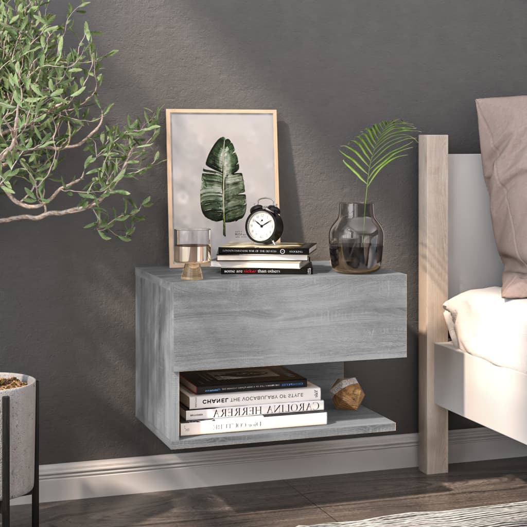 Wall Mounted Nightstand Gray Sonoma
