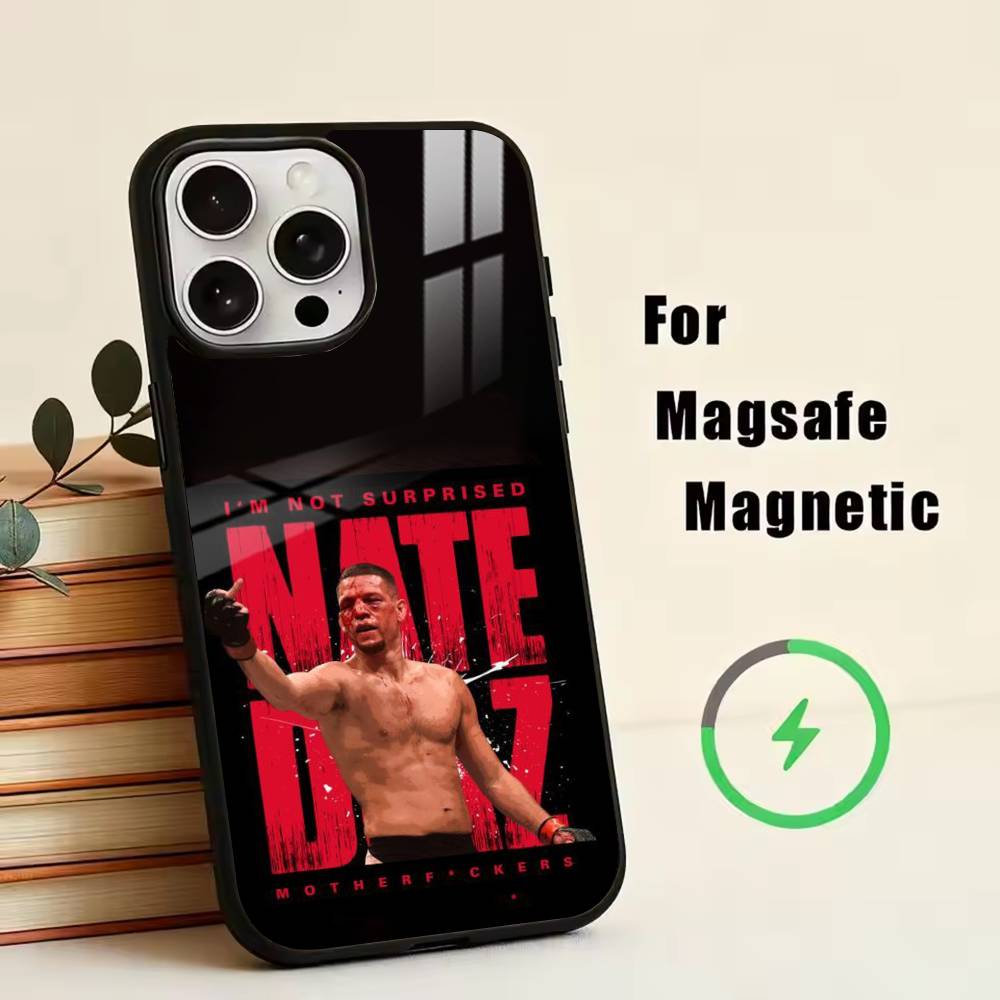 Чехол для телефона Nate Diaz с прозвищем N для iPhone 17, 16, 15, 14, 13, 12, 11 Plus, Pro, магнитный, для беспроводной зарядки Magsafe