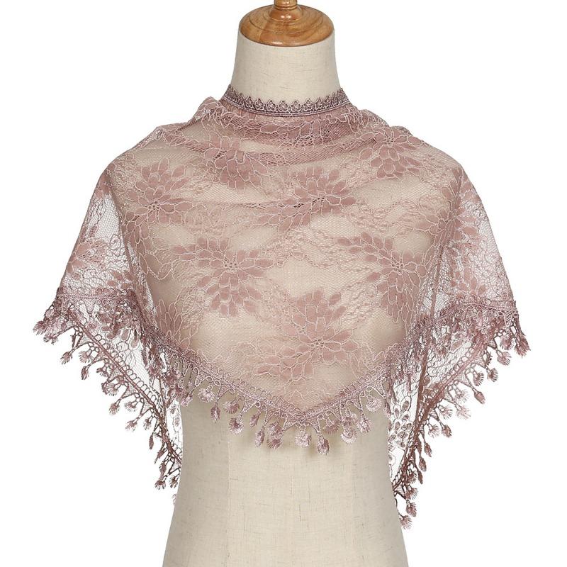Hot-selling Lace Monochrome Triangle Scarf, Fashionable Hollow Women's Solid Color Grape Triangle Scarf