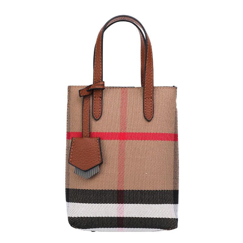 Canvas Bag Women's New Fashion Fashionable and High-end Bag Plaid Hand-in-Law Crossbody Bag