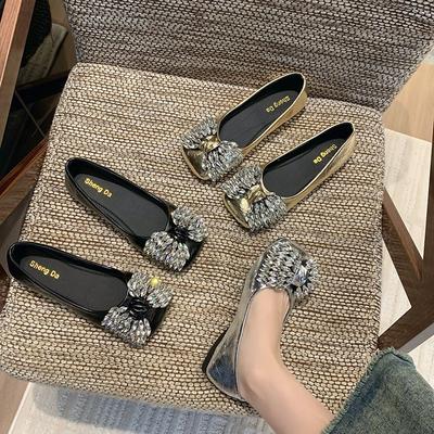 Туфли Мэри Джейн женские новые с бантом с мелким вырезом одинарные туфли мягкая подошва для通勤 маленькие кожаные туфли тренд