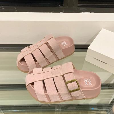 2024 2024 Брендовые туфли для женщин с закрытым носком Женские тапочки 2024 Повседневные тапочки с пряжкой на ремне Женские хиты продаж Однотонные плоские тапочки