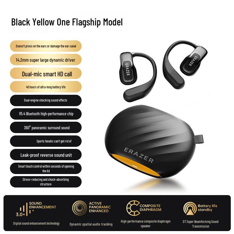 Esper 2025 Eco-Friendly Over-Ear Bluetooth Earphones - Clip-On, Secure Fit for Active Sports