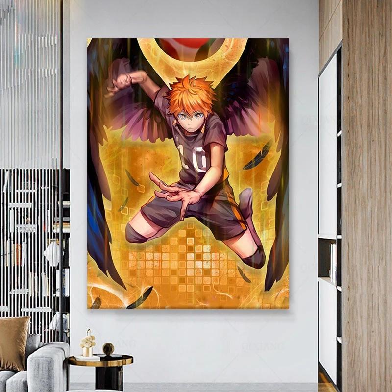 Рамка из цельного дерева Hinata Haikyuu, украшение в стиле аниме, домашний декор, холст, живопись, настенная живопись для гостиной, картины, постеры, принты