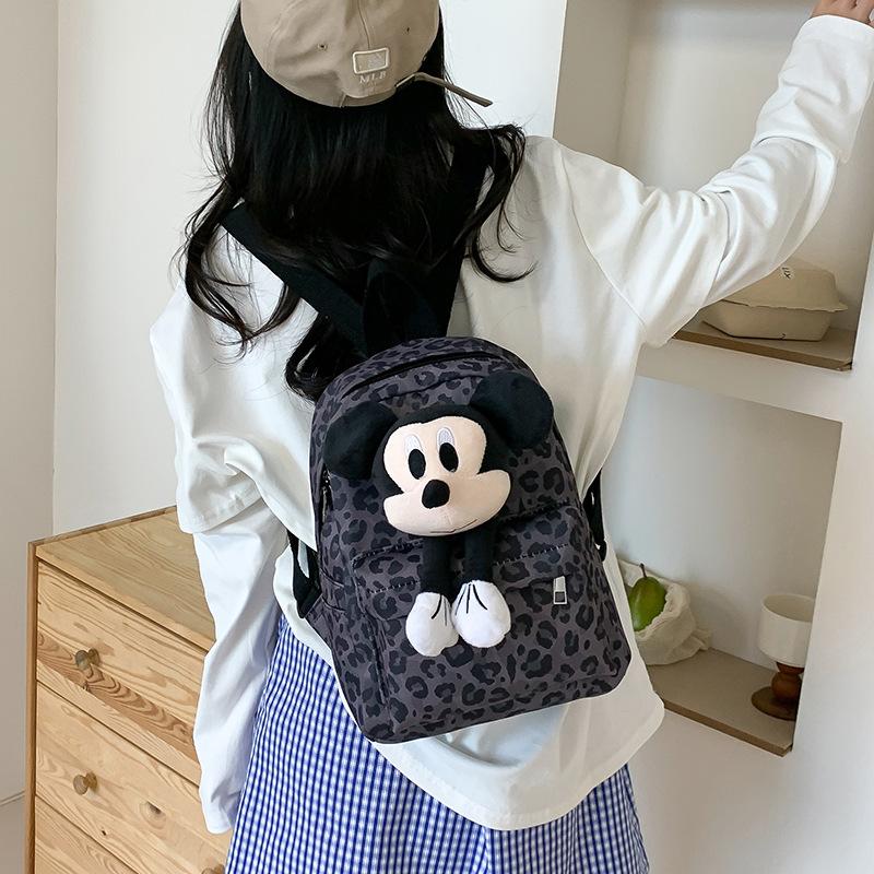 Schoolbag Leopard Mickey Backpack Wholesale New Casual Fashion Backpack Large Capacity Lightweight Middle School School Bag Female
