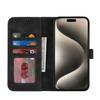 For iPhone 15 Pro Wallet Case Double Folded Edge Skin Touch PU Leather Flip Phone Cover