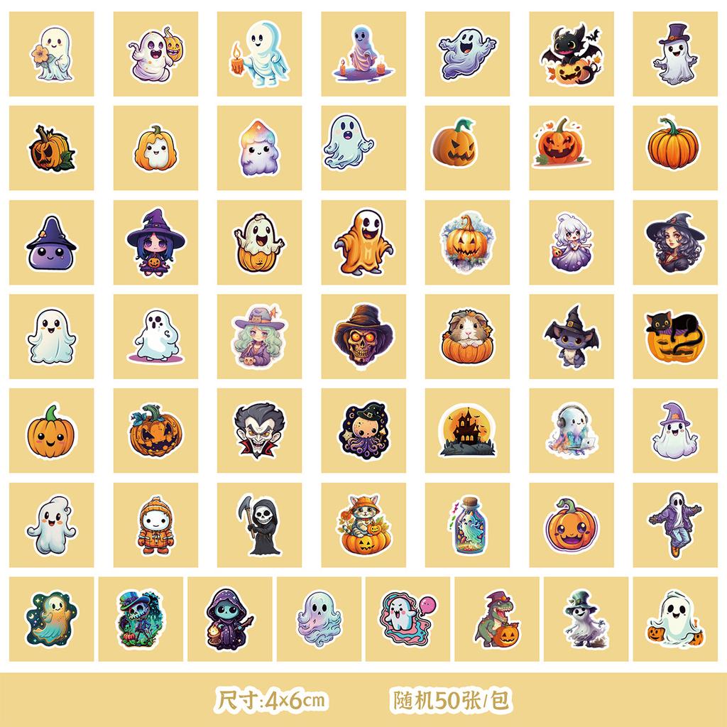 50/100 Halloween Stickers Mobile Ticket Waterproof Decorative Stickers Children's DIY Hand Account Stickers