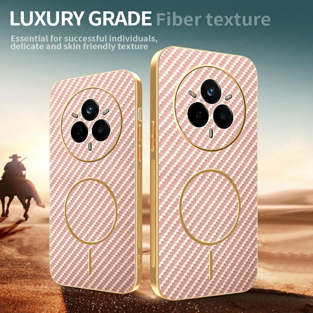 For Realme 14 Pro 5G Phone Case Carbon Fiber Textured Electroplated TPU Back Cover