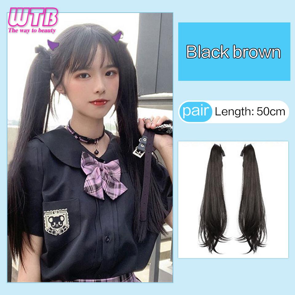 WTB синтетическое волокно для волос, термостойкие вьющиеся волосы с хвостиком, накладные волосы, наращивание волос, парик с конским хвостом и косами