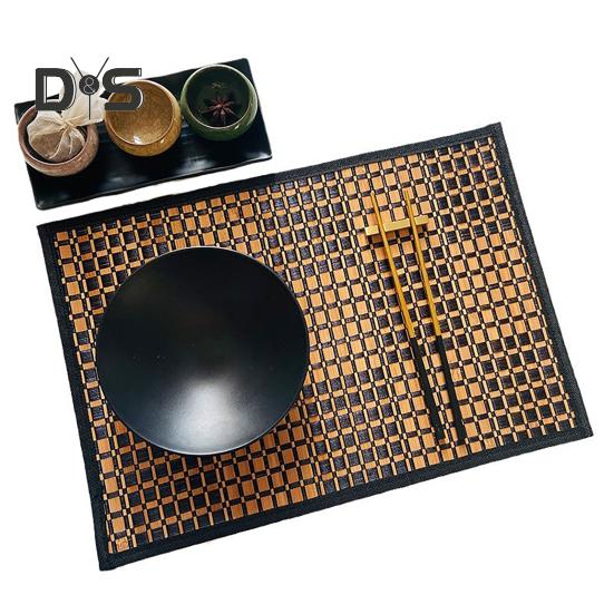 Bamboo Woven Placemat Retangle Shape Thickened Heat-Resistant Oil-Resistant Non-Slip Parties Weddings Banquets Table Decoration Dining Kitchen Mat