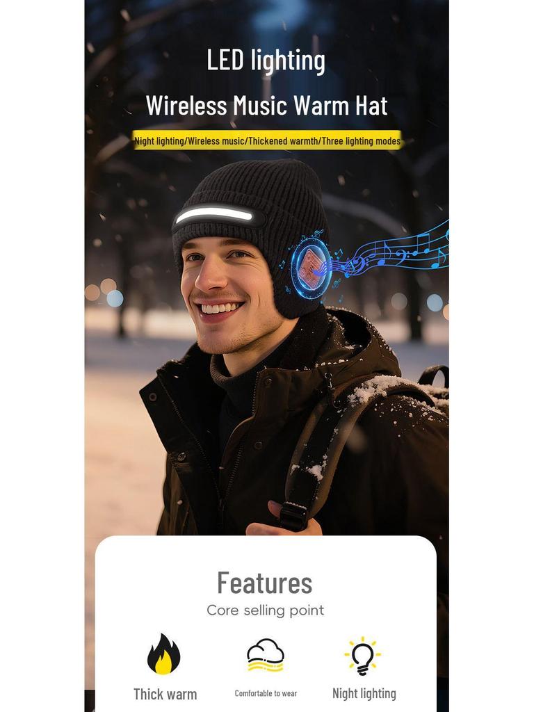 Светодиодная Bluetooth-шапка с музыкой - Новая модель для Европы и Америки