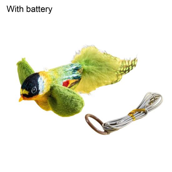 Игрушка для кошек «Щебечущая птичка» интерактивная реалистичная плюшевая птица с пищащим звуком и перышком, активируемая прикосновением, игрушка для котят для домашних кошек