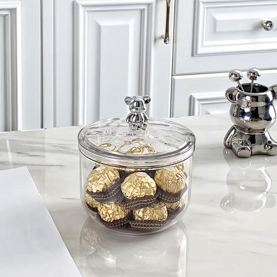 Прозрачная герметичная банка на 900/1400 мл с медвежьей ручкой, герметичная крышка, большая вместимость, многофункциональный контейнер для галантерейных товаров, орехов, зерновых, приправ, контейнер для чайных листьев