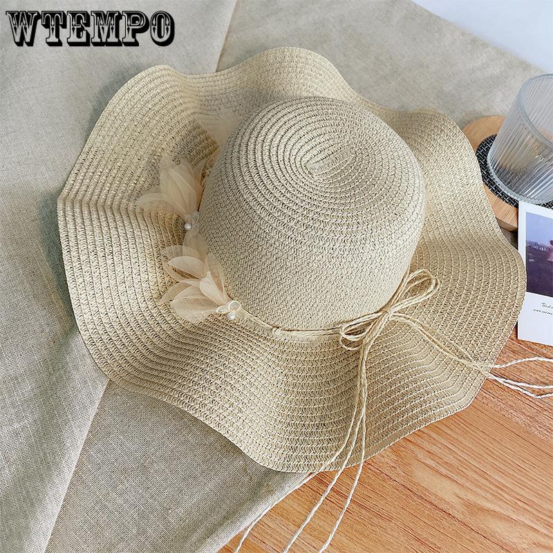 Spring Sun Protection Hat Women's Foldable Flower Beach Hat Beach Vacation Breathable Straw Hat