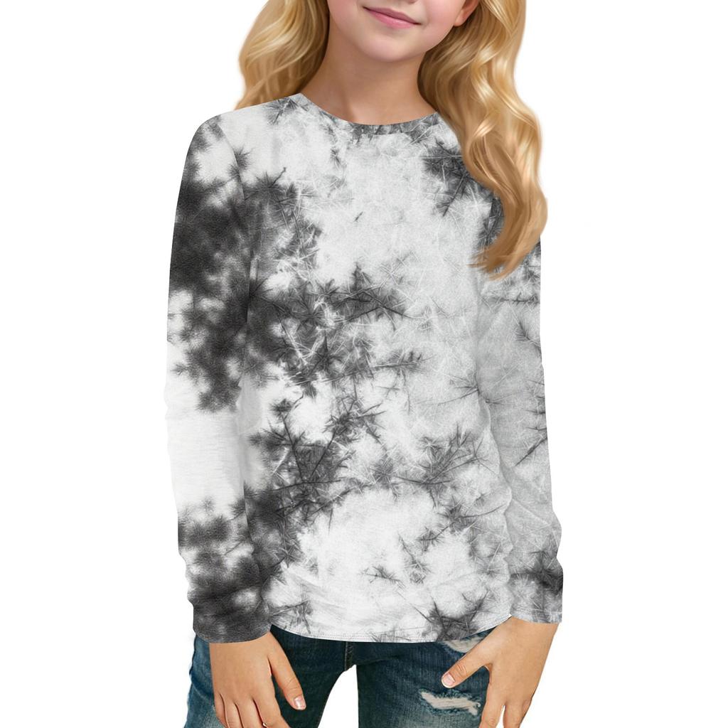 Детский топ с длинным рукавом, круглым вырезом, с принтом, повседневный