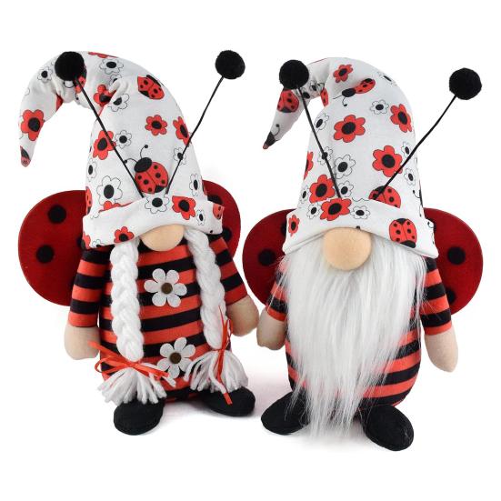 Тематическая безликая кукла с божьей коровкой, белая борода, кукла-гном, плюшевая фигурка, украшение на удачу и счастье, домашний декор