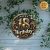 18th Birthday Gold Floral Metal Sign 8x8 Inch Home Cafe Decor Gift