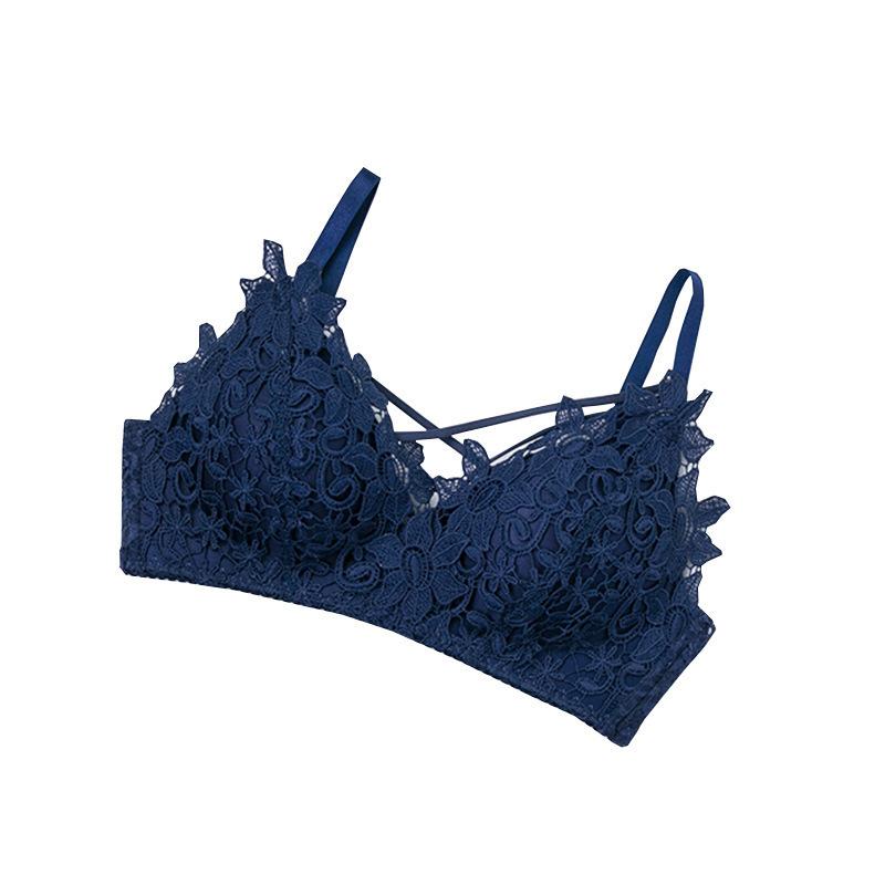 Women's Sexy Crisscross Backless Adjustable Thin Seamless Wireless Bra Triangle Cup Teen Girl Push Up for Small Bust