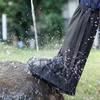 Waterproof Black Rain Boot Covers with Reflective Strips High-top Transparent Design Suitable for Motorcycles and Bicycles.