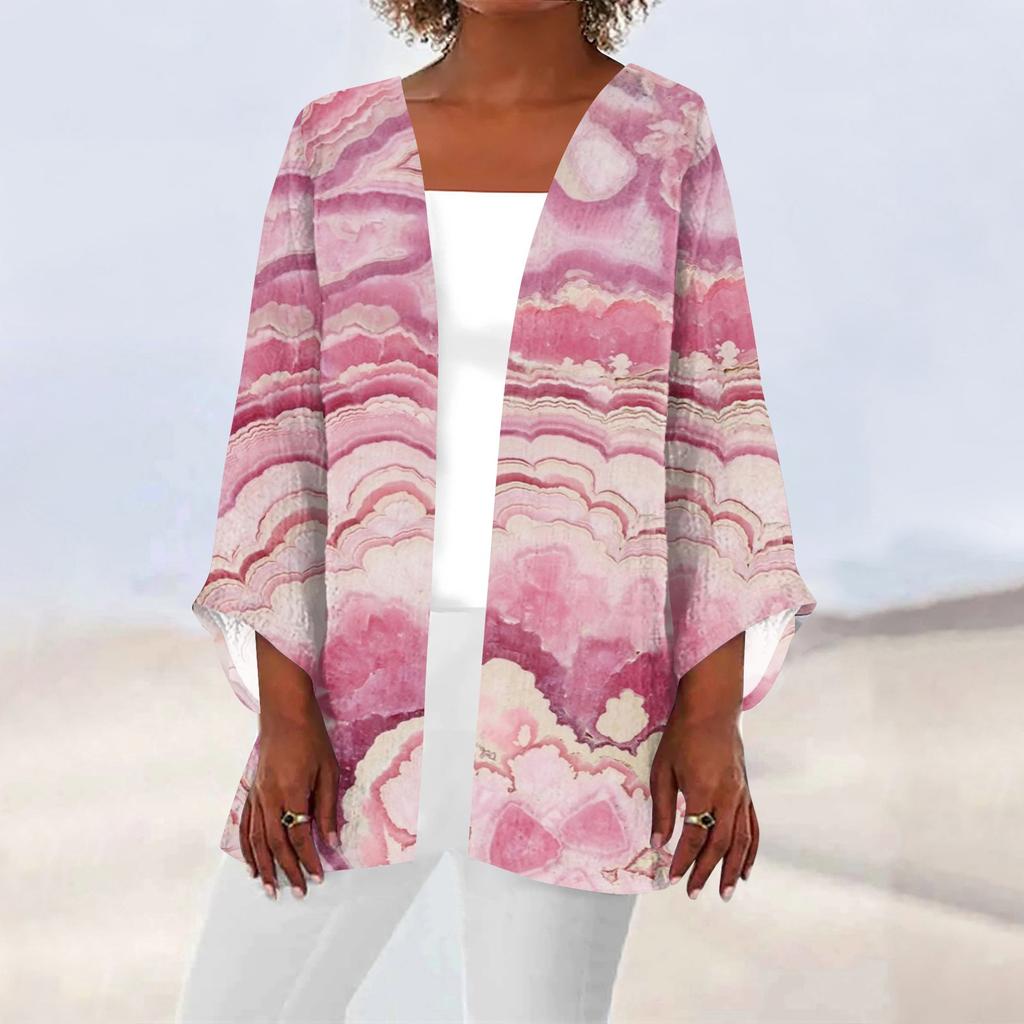 Женская повседневная модная легкая куртка средней длины с принтом в стиле ретро, ​​кардиган