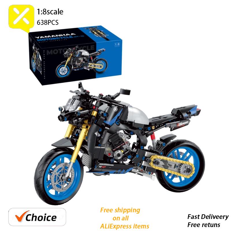 586 шт. Классический набор строительных блоков мотоцикла для взрослых, крутые модели мотоциклов-гонщиков, рождественские подарки, игрушки для детей и мальчиков