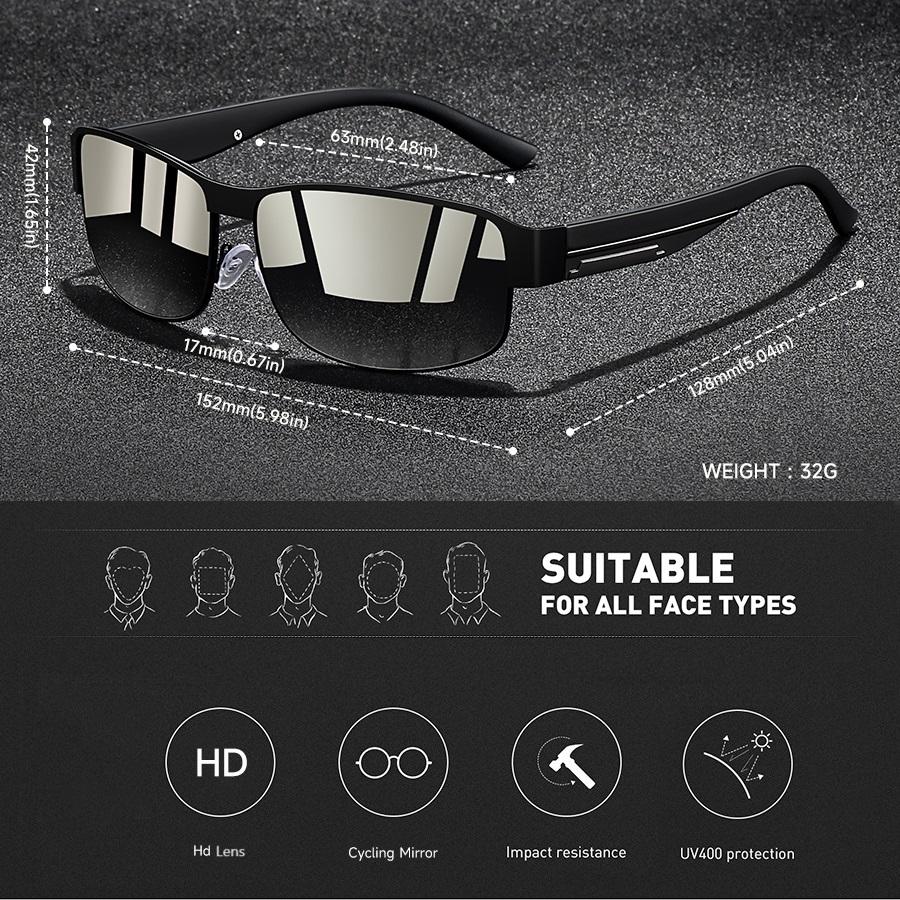 Fashion Vintage Square Metal Frame Sunglasses Men Women Fishing Driving Man Luxury Brand Designer Sun Glasses UV400 Eyewear