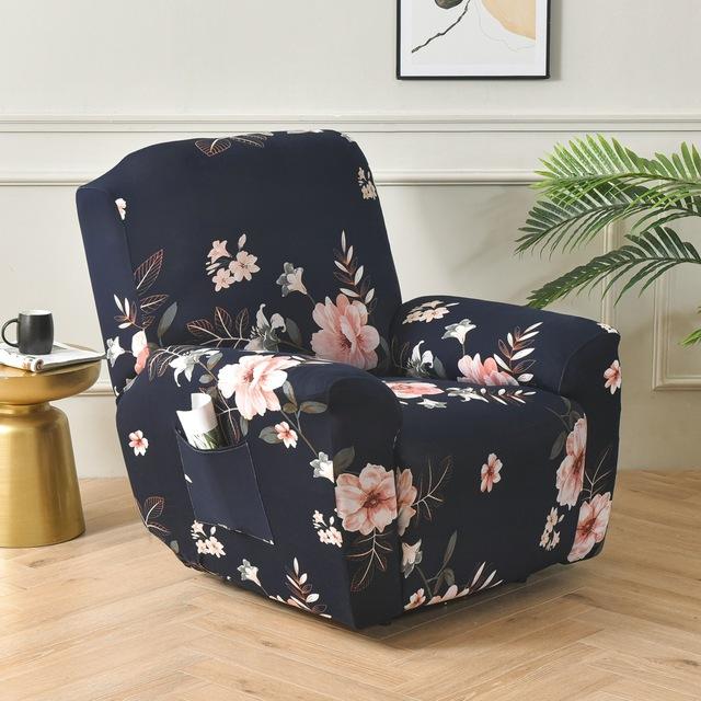 Printed Elastic Recliner Sofa Cover Soft Stretch Single Sofa Covers For Living Room Pets Kid Split Functional Lounger Chair Case