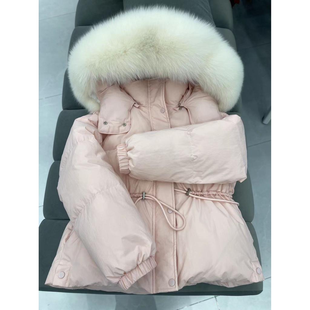 Зимняя куртка с большим меховым воротником из хлопка и пуха, женская свободная толстая соломенная снежная парка, толстое теплое пальто