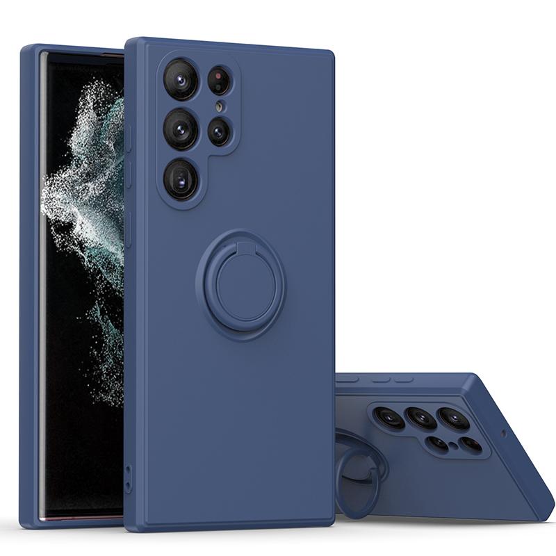 S24 Ultra 5G Magnetic Ring Phone Folding Stand Cover For Samsung Galaxy S24 S25 S23 Ultra Plus S21 FE Liquid Silicone Matte Case