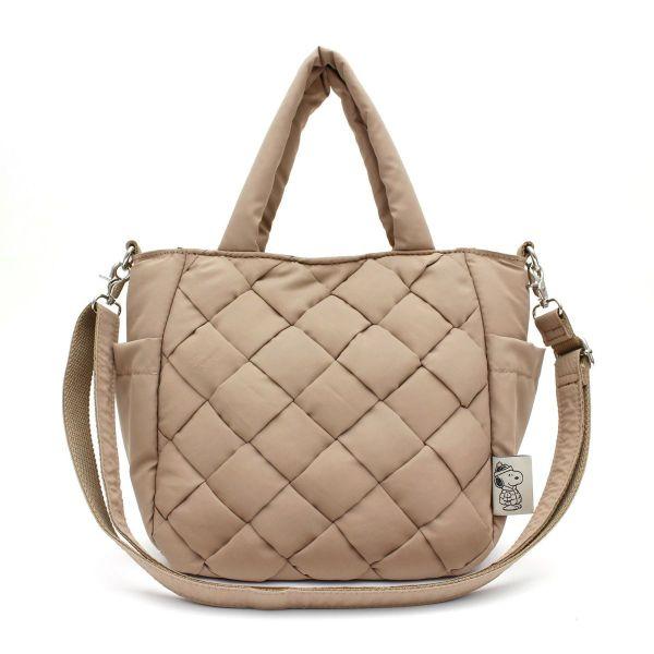 Snoopy Tote Bag Puffer Beige Shoulder Tote