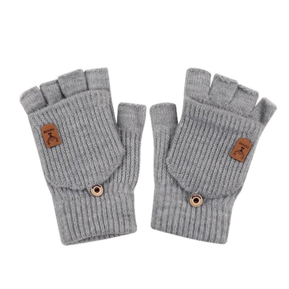 Knitted Warm Gloves Solid Color Skiing Gloves New Flip Flap Gloves  Unisex