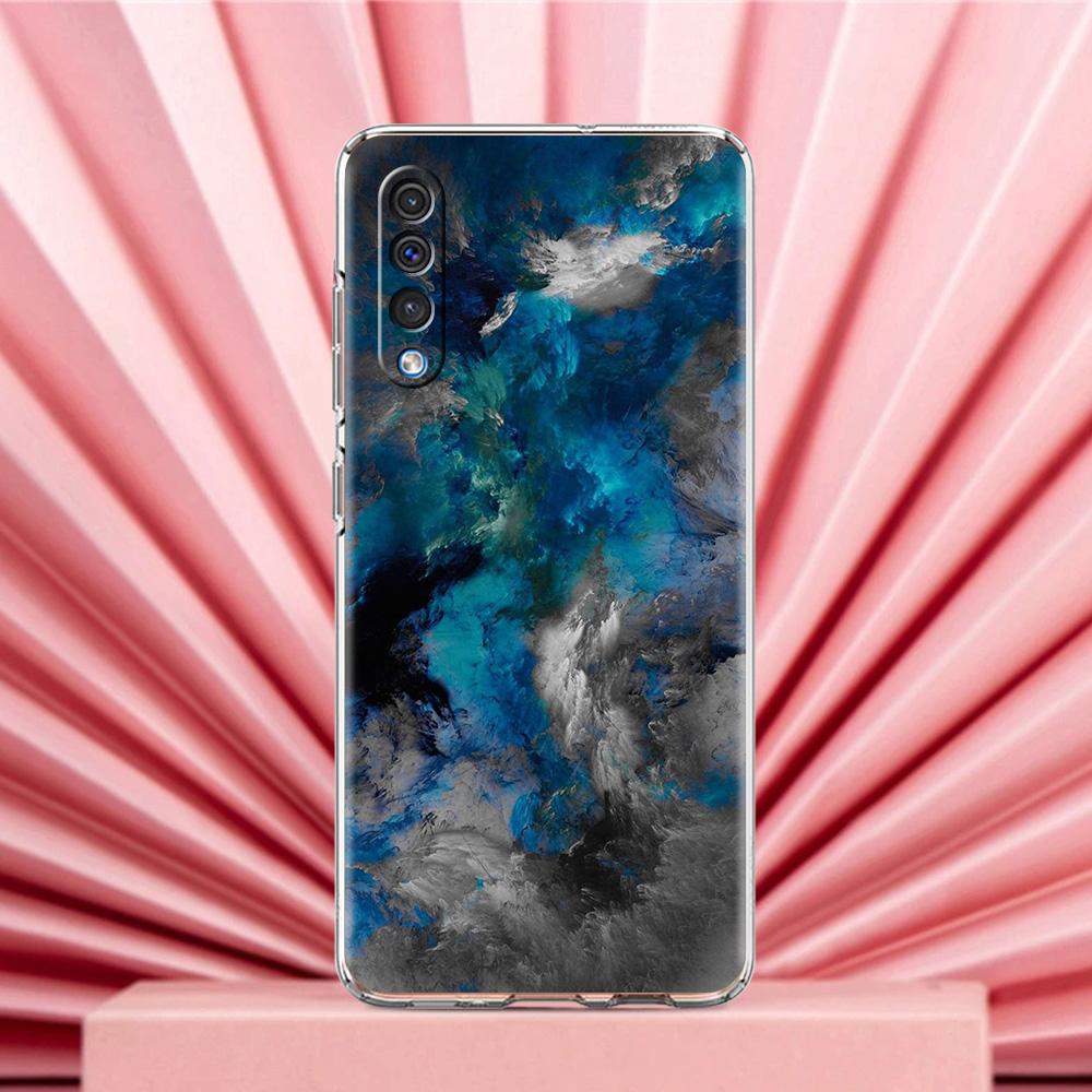 Чехол для Samsung A56 A36 A26 A24 A16 A14 A12 A32 A50 A70 A22 A40 A34 A54 A42 A52 5G A04s A06 Обложка Чернильная живопись звездное небо галактика