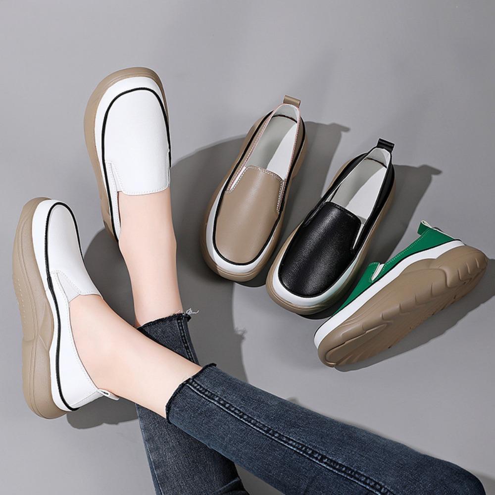 Повседневные белые туфли с толстой подошвой и цветными блоками, Le Fu Shoes