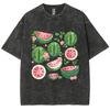 Women's Oversize T-Shirt White Fruit Watermelon Print Crew Neck Loose Short Sleeve Unisex Wash Casual Simple Comfortable Top