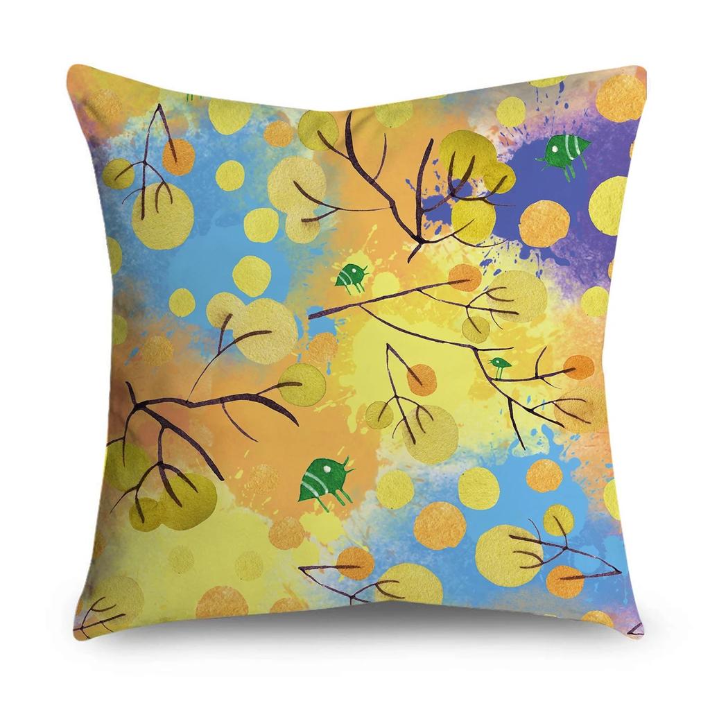 Autumn Cartoon Leaf Pattern Decorative Pillowcase Living Room Office Ornaments Home Pillowcase