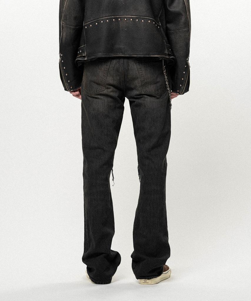 KAMIYA Distressed Slim Bootcut Denim Pants - Black